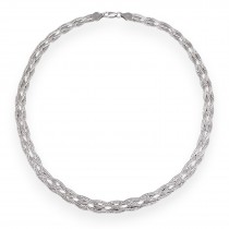 Elegant colier Herringbone Woven din argint rodiat, cu structură împletită și inedită textură diamantată | preloved