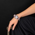 Impresionantă brățară statement modernistă din argint masiv cu spectaculoase safire roz de sinteză | atelier Pietro Sorini - Arezzo | preloved cca. 1970 - 1980