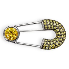 Inedită broșă statement Safety Pin Brooch din argint rodiat cu cristale cz | atelier Misis - Vicenza | preloved 2000's
