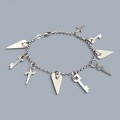 Rafinată brățară Charm Bracelet cu design contemporan Rock Chic din argint cu elemente Lovesick | atelier Silver Star - Arezzo | preloved cca. 2020