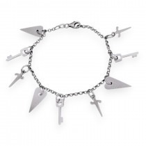 Rafinată brățară Charm Bracelet cu design contemporan Rock Chic din argint cu elemente Lovesick | atelier Silver Star - Arezzo | preloved cca. 2020