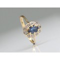 nobil inel "victorian revival" safir & diamante. aur 18 k. atelier Guldfynd. Suedia