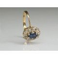 nobil inel "victorian revival" safir & diamante. aur 18 k. atelier Guldfynd. Suedia