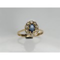 nobil inel "victorian revival" safir & diamante. aur 18 k. atelier Guldfynd. Suedia