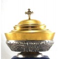 vas liturgic: ciboriu pentru anafura si pasca. alama argintata si alama aurita!