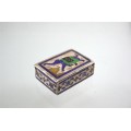 cutie pentru pastile/tutun ( pill box/snuff box). argint cu email plique a jour si sidef