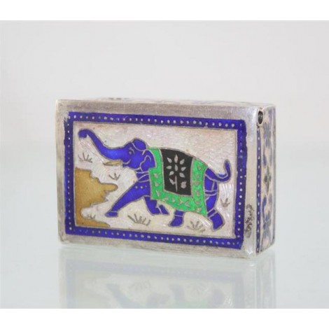 cutie pentru pastile/tutun ( pill box/snuff box). argint cu email plique a jour si sidef