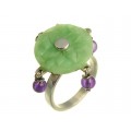 OCAZIE: inel Kenzo: LOTUS. argint , jadeit si ametist cabochon. in cutie! certificat!