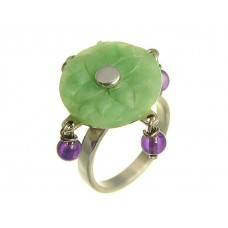 OCAZIE: inel Kenzo: LOTUS. argint , jadeit si ametist cabochon. in cutie! certificat!