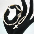 vechi colier religios: perle naturale SEED PEARLS. aur 18 k. cruce mother of pearl