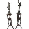 pereche de statuete Renaissance Revival. bronz patinat. Italia sec XIX