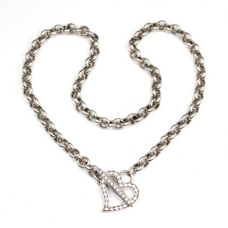 elegant colier sautoir - Valentine's - argint si zirconii - Italia