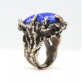 inel modernist " Bijoux D'art ", din bronz argintat. lapis lazuli. Danemarca anii '60