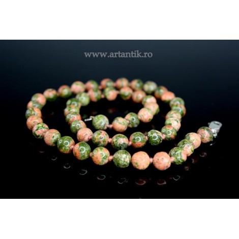 colier UNAKITE BRAZILIAN . inchidere argint