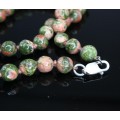 colier UNAKITE BRAZILIAN . inchidere argint