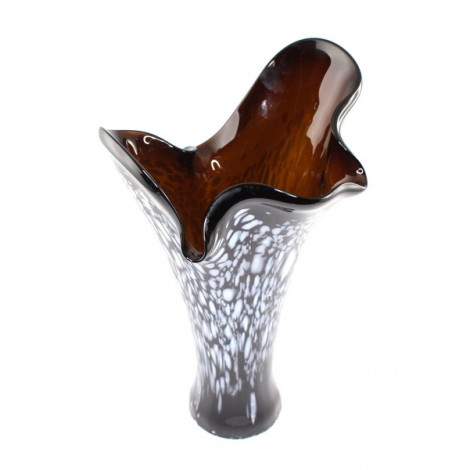 Vază sticlă "amber " suflată manual | Bohemia Kralik Art Glass | anii '30