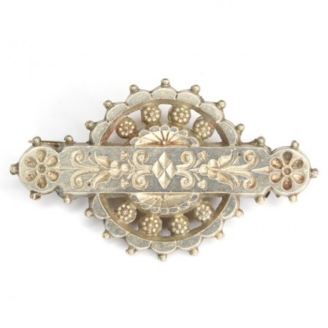 delicata brosa victoriana - argint si bronz - cca 1870 Marea Britanie