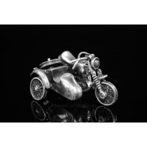 superba MINIATURA argint MOTOCICLETA cu ATAS. Chimera Oro Arezzo cca 1970