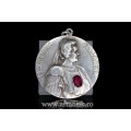 RARITATE: medalion Regina Elisabeta. cca 1900. atelier romanesc. argint cu rubin