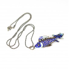 colier cu pandant " Koi " - argint cloisonne - China colier cu pandant " Koi " - argint cloisonne - China