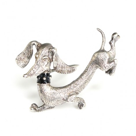 eleganta brosa Teckel-Dachshund - argint - atelier cetral-european