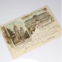 carte poștală 1899 - Salutări din Craiova - circulată internațional