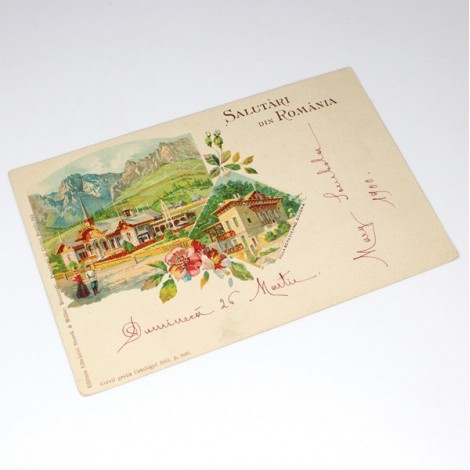 carte poștală 1900 - Salutări din România - Govora - circulată local