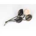 delicata brosa " Rose " - argint & coral Peau D'ange - Italia