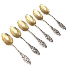 splendid set de lingurite Art Nouveau - pentru desert - argint - cca 1910 Franta splendid set de lingurite Art Nouveau - pentru desert - argint - cca 1910 Franta