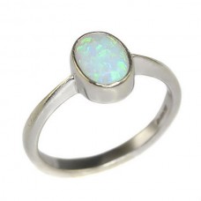 inel solitarie cu opal natural australian 1.5 ct - aur alb 9k - Marea Britanie inel solitarie cu opal natural australian 1.5 ct - aur alb 9k - Marea Britanie