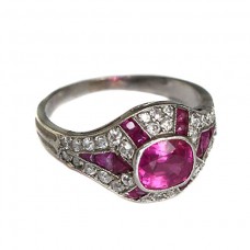 rafinat inel Art Deco din platina - rubine & diamante - cca 1920 Franta rafinat inel Art Deco din platina - rubine & diamante - cca 1920 Franta