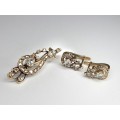 set bijuterii victoriene - brosa & cercei - aur si diamante 1.7 ctw -  cca 1850 Marea Britanie