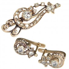 set bijuterii victoriene - brosa & cercei - aur si diamante 1.7 ctw -  cca 1850 Marea Britanie set bijuterii victoriene - brosa & cercei - aur si diamante 1.7 ctw -  cca 1850 Marea Britanie