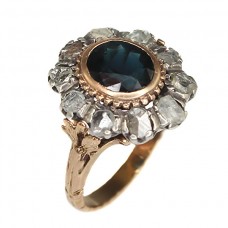 inel " Victorian Revival " din aur si argint - safir 1.5ct si diamante 1ctw - Italia anii' 40 inel " Victorian Revival " din aur si argint - safir 1.5ct si diamante 1ctw - Italia anii' 40