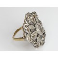 opulent inel victorian cu diamante naturale - aur si argint - Danemarca cca 1900