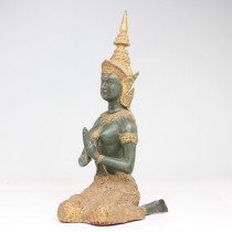 veche statueta Bodhisattva - bronz patinat - Thailanda