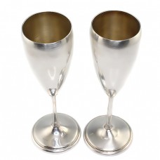 Pereche de flute pentru șampanie - manufactură în argint -  Italia Pereche de flute pentru șampanie - manufactură în argint -  Italia