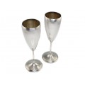Pereche de flute pentru șampanie - manufactură în argint -  Italia