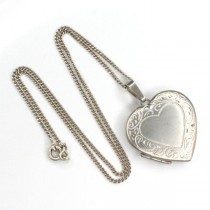 vechi colier cu pandant " Locket Heart " - argint - Knowles & Ladd. Statele Unite