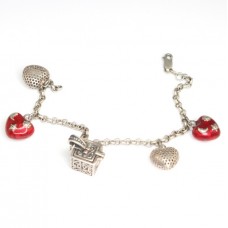 bratara cu charmuri Valentine's - argint si argint emailat - Italia bratara cu charmuri Valentine's - argint si argint emailat - Italia