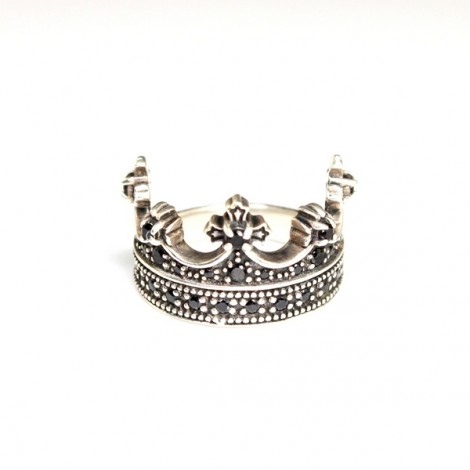 elegant  inel " Royal Crown " - argint incrustat cu anturaje de spinel