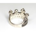 elegant  inel " Royal Crown " - argint incrustat cu anturaje de spinel
