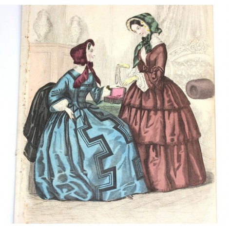 gravura si text Victorian Fashion - Martie 1859 - Englishwoman's Domestic Magazine