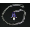 colier oriental : CLOPOTEL argint emailat. filigran, perla naturala