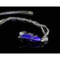 colier oriental : CLOPOTEL argint emailat. filigran, perla naturala
