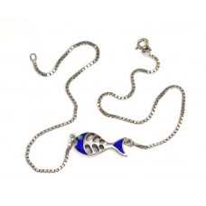 colier modernist cu amuleta " Fishbone " - argint emailat - Italia colier modernist cu amuleta " Fishbone " - argint emailat - Italia