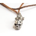 colier Tibetan Skull - argint & piele naturala - Indonezia