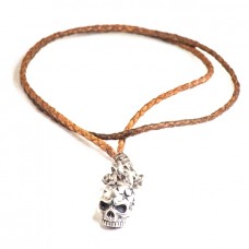 colier Tibetan Skull - argint & piele naturala - Indonezia colier Tibetan Skull - argint & piele naturala - Indonezia