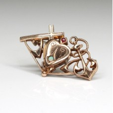 brosa victoriana porte-bonheur - rolled gold - cca 1880 Franta brosa victoriana porte-bonheur - rolled gold - cca 1880 Franta