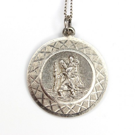 colier cu amuleta Sfantul Cristofor - argint - atelier Georg Jensen- Danemarca